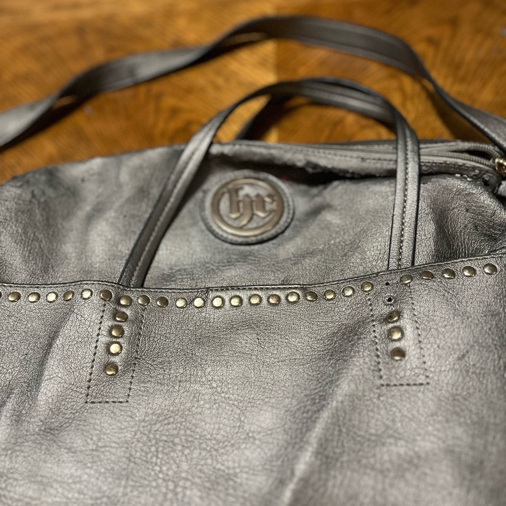 LJ Rose Bronze Colored Oversized Purse with Bronze Studding
